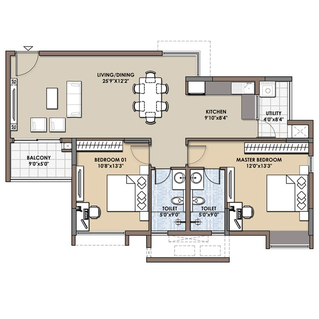 2 BHK 3 BHK flats Floor Plans Fortius Infra Bangalore